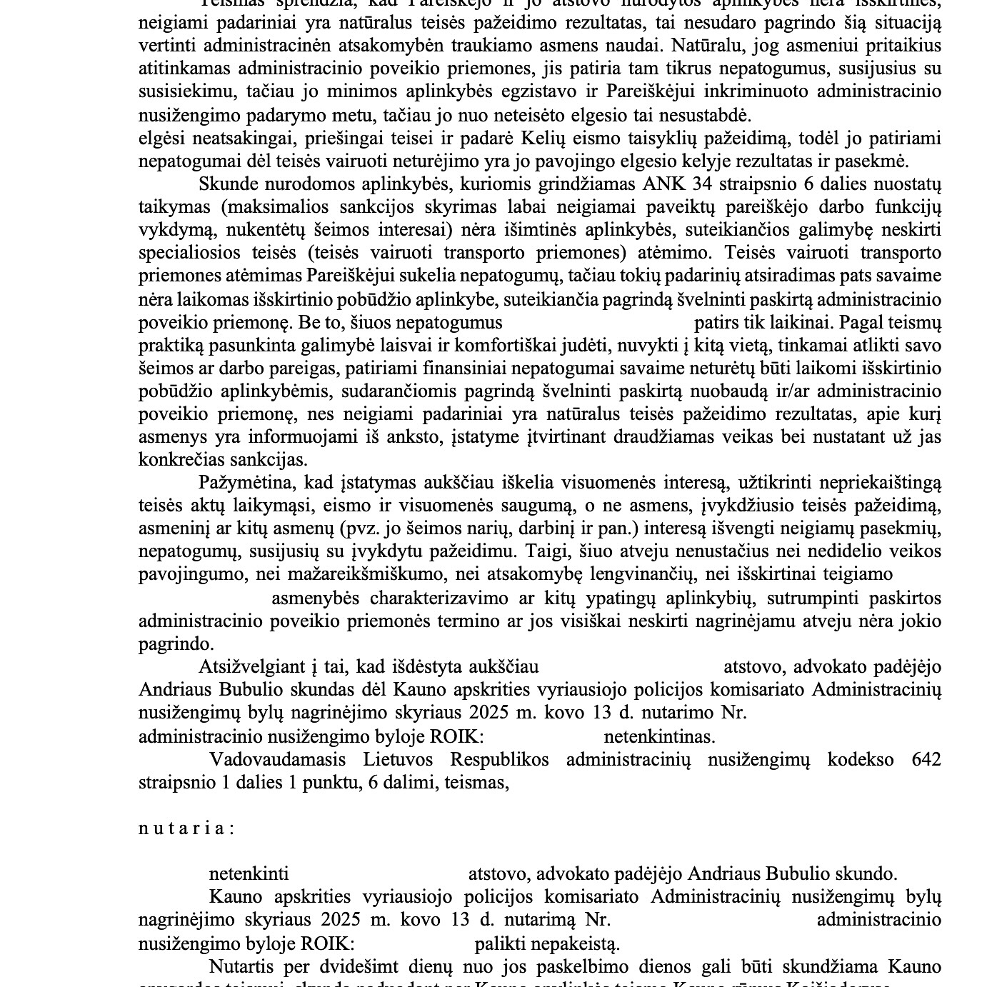 Teismo sprendimas – Lenkimas pažeidžiant ženklą Nr. 325: teisena nutra, psl. 4