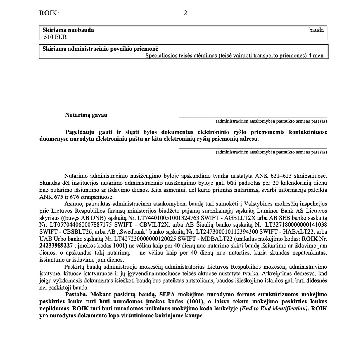 Teismo sprendimas – Greičio viršijimas 55 km/val: nutarimas panaikinta, psl. 2