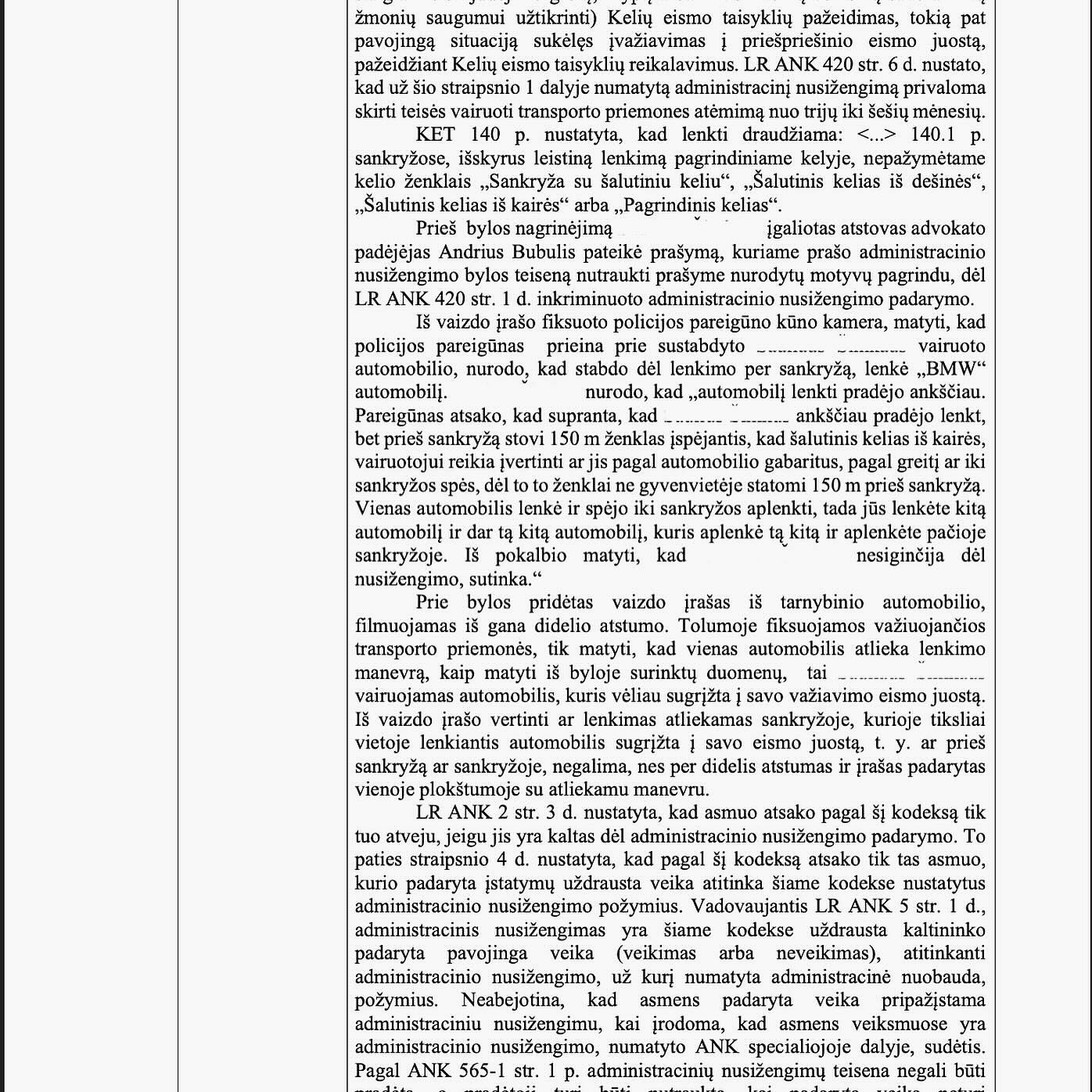 Teismo sprendimas – Lenkimas sankryžoje (ženklas Nr. 108): teisena nut, psl. 2