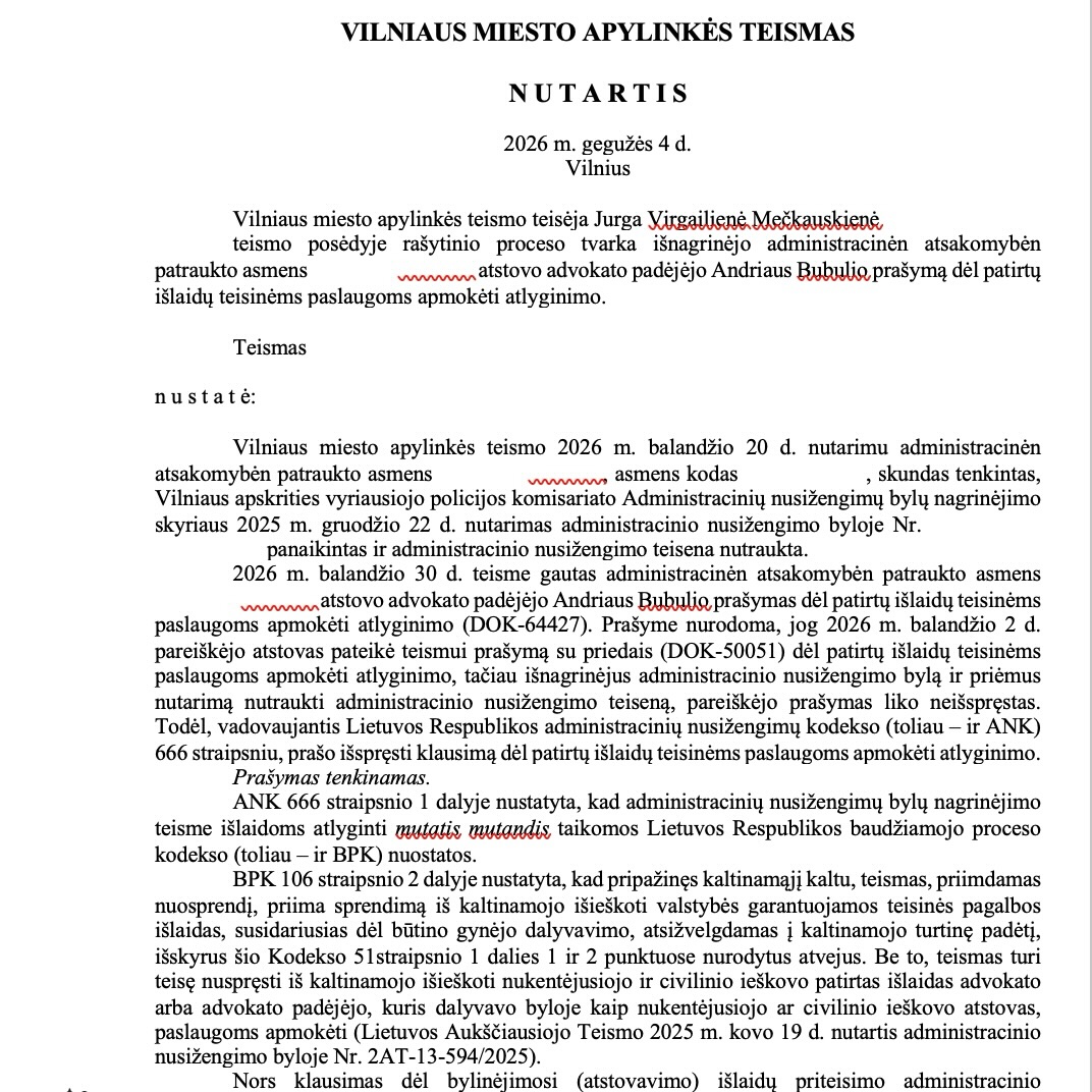 Teismo sprendimas – Vairavimas atimtos teisės metu: teisena nutraukta,, psl. 5