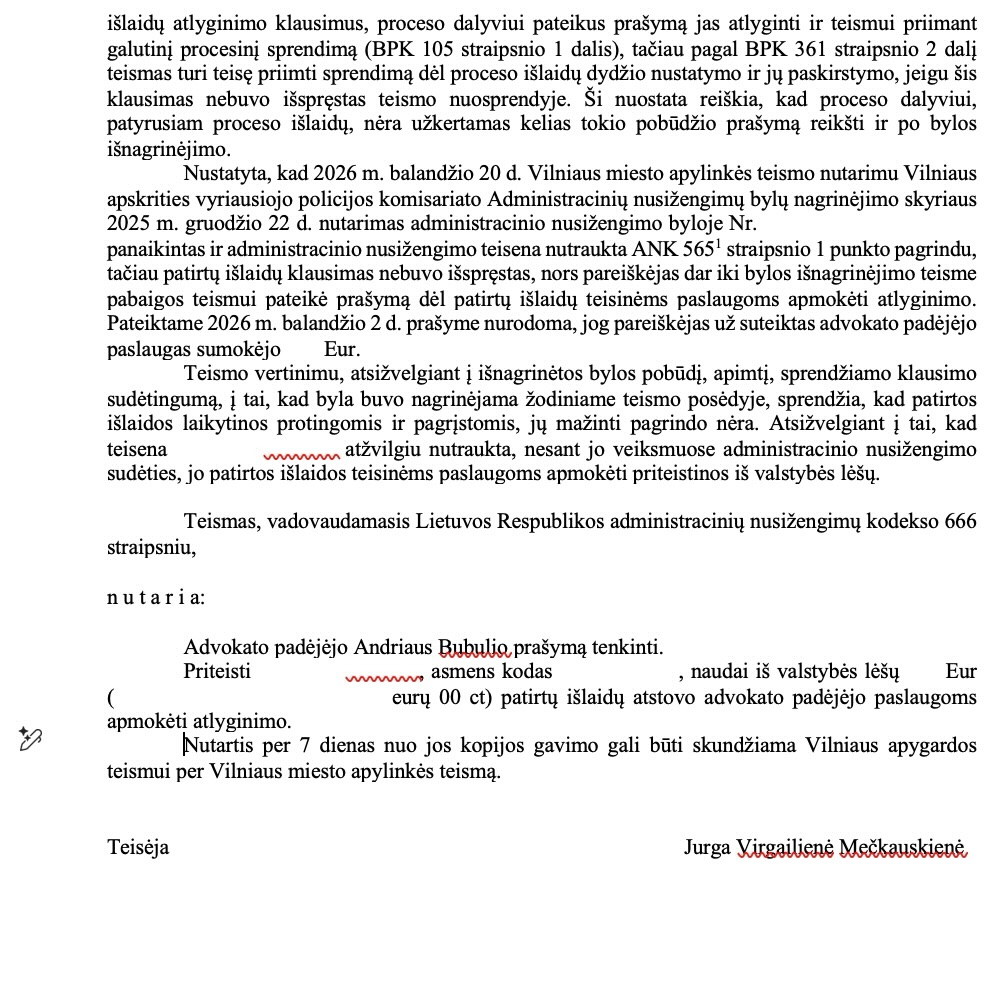 Teismo sprendimas – Vairavimas atimtos teisės metu: teisena nutraukta,, psl. 6