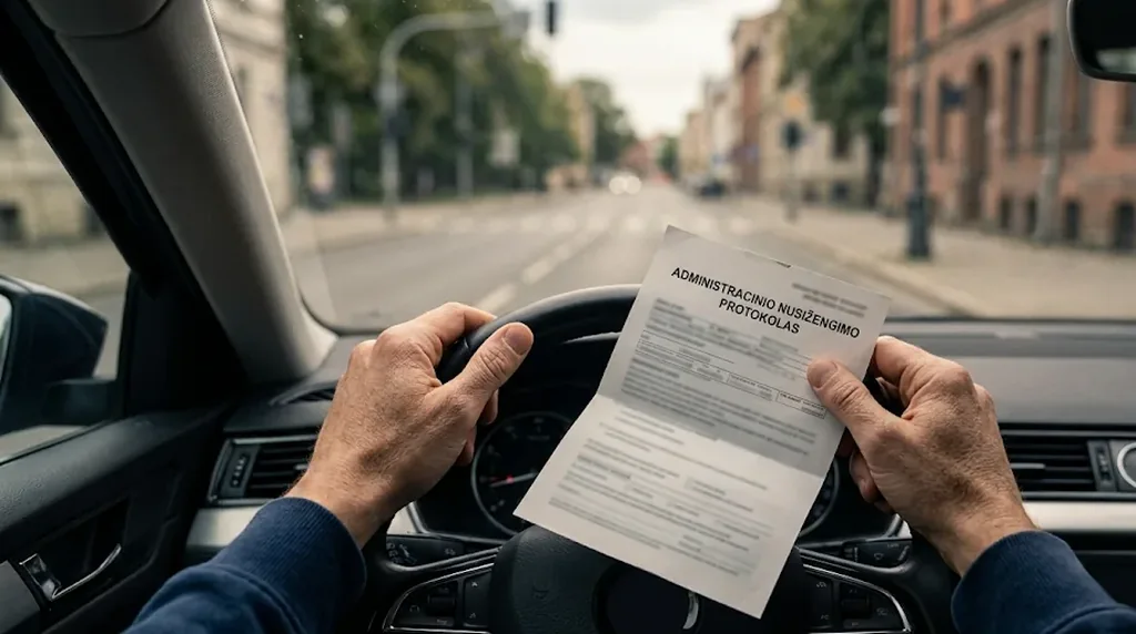 Vairuotojas su administracinio nusižengimo nutarimu rankose