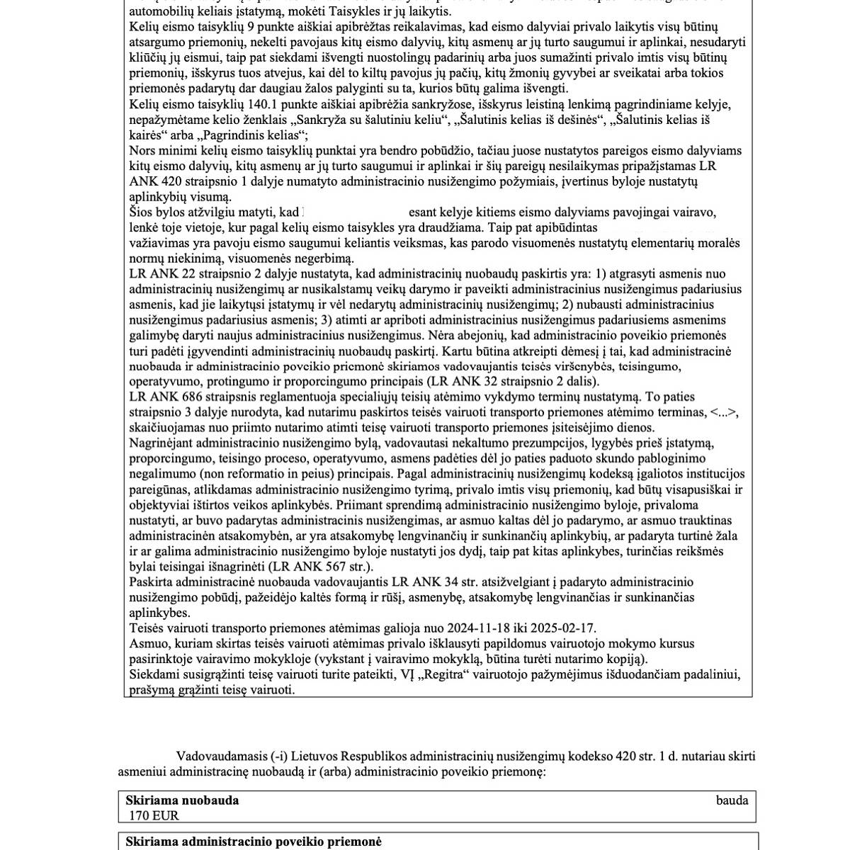 Teismo sprendimas – Lenkimas sankryžoje (ženklas Nr. 119): teisės vair, psl. 1