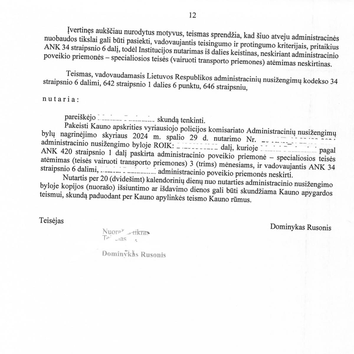 Teismo sprendimas – Lenkimas sankryžoje (ženklas Nr. 119): teisės vair, psl. 3