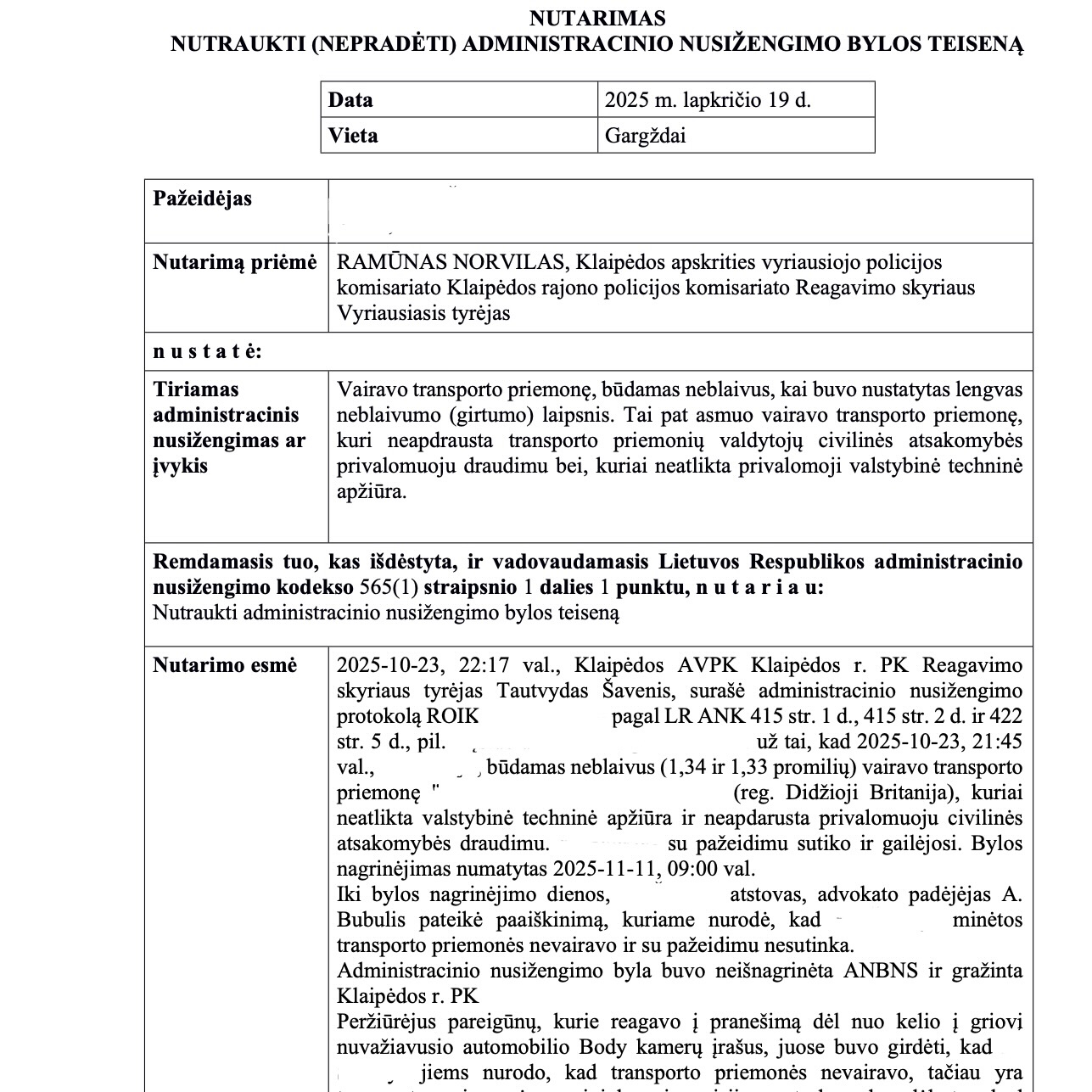 Teismo sprendimas – Neblaivumas, neapdraustas ir be techninės apžiūros, psl. 2