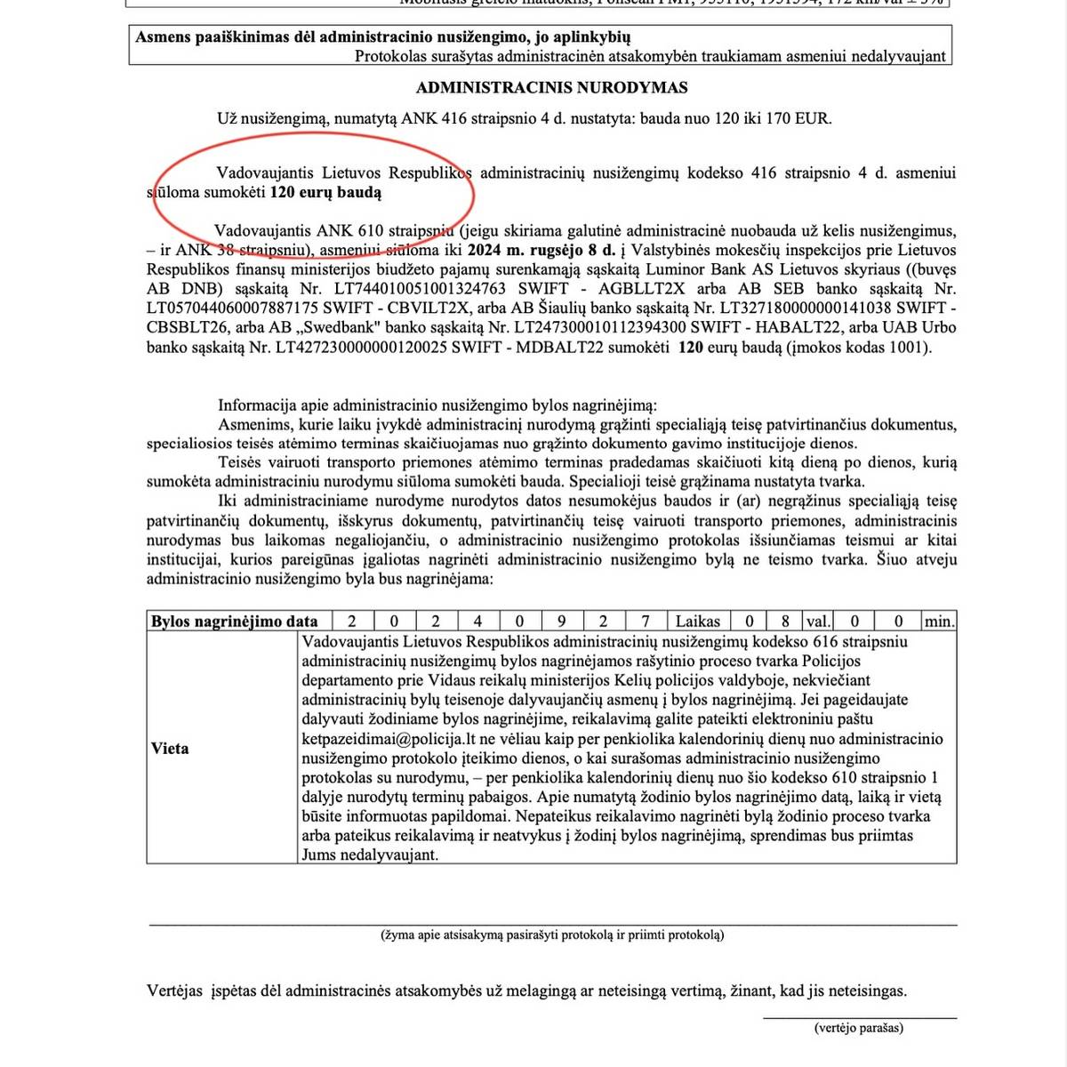 Teismo sprendimas – Greitis 166 km/val ir vairavimas be teisės: atėmim, psl. 5