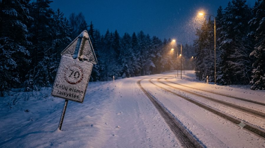 Apsnigtas kelio ženklas žiemą – ar už pažeidimą skirtų baudą