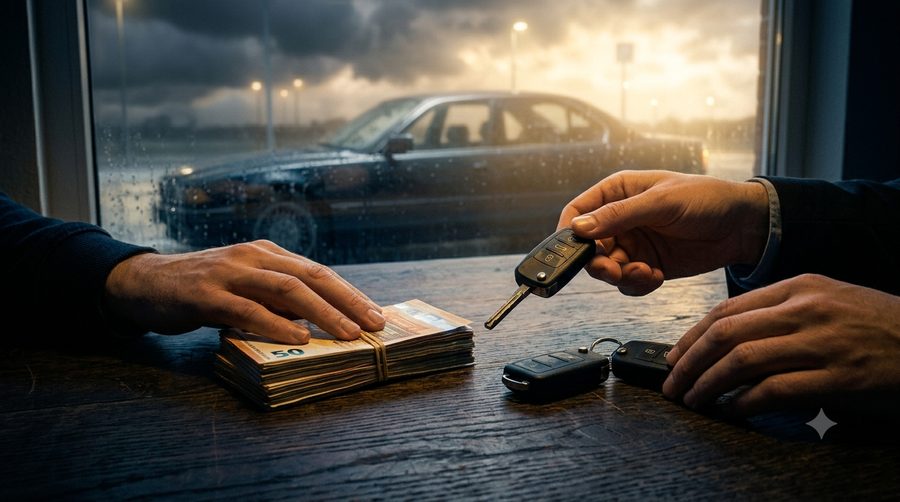 Pinigai ir automobilio raktelis ant stalo – kada galima atgauti sumokėtus pinigus